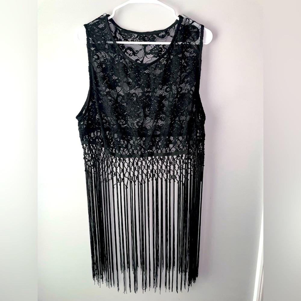 Lace & Fringe Crop Top
